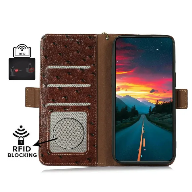Housse Sony Xperia 1 VIII Cuir Véritable Effet Peau d'Autruche