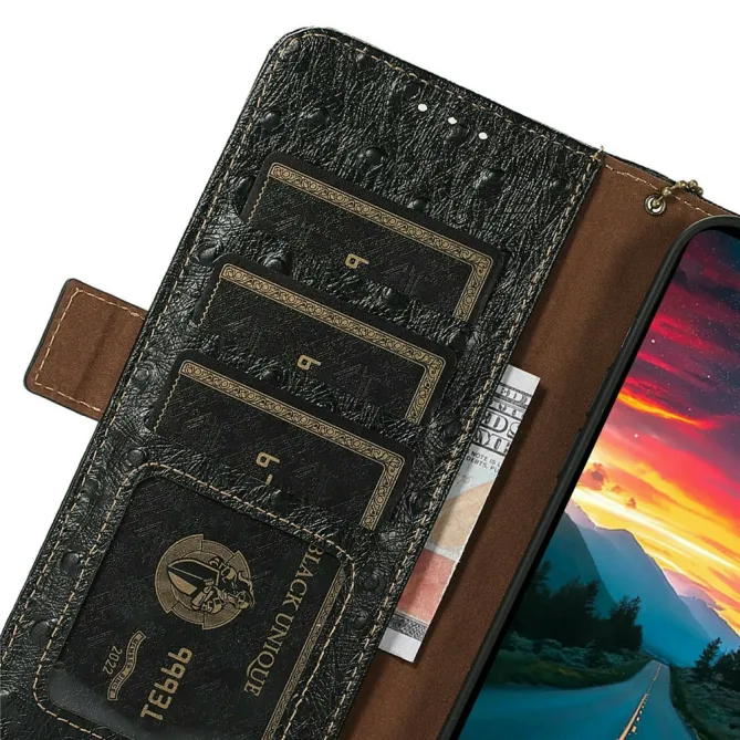 Housse Sony Xperia 1 VIII Cuir Véritable Effet Peau d'Autruche