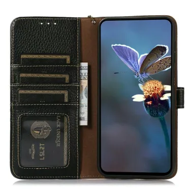 Housse Sony Xperia 1 VIII Cuir Véritable Litchi RFID Chaîne