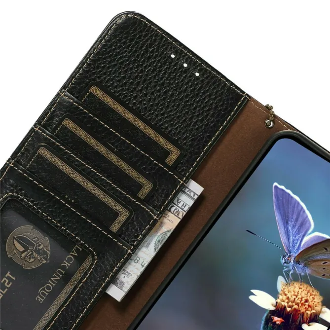 Housse Sony Xperia 1 VIII Cuir Véritable Litchi RFID Chaîne
