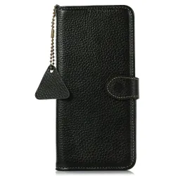 Housse Sony Xperia 1 VIII Cuir Véritable Litchi RFID Chaîne
