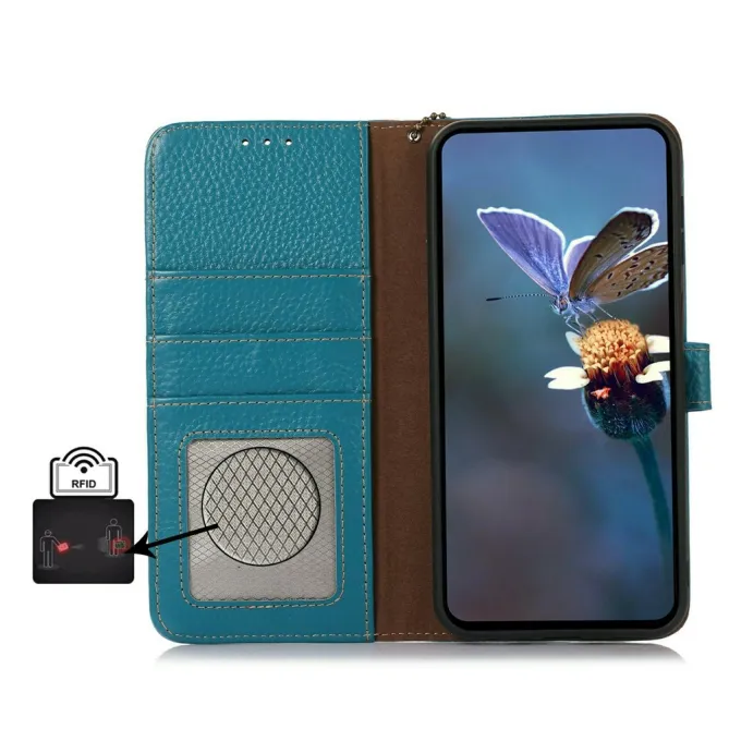 Housse Sony Xperia 1 VIII Cuir Véritable Litchi RFID Chaîne