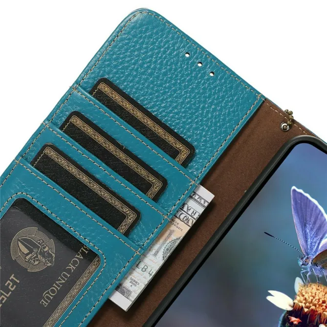 Housse Sony Xperia 1 VIII Cuir Véritable Litchi RFID Chaîne