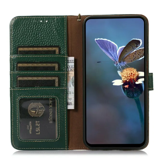 Housse Sony Xperia 1 VIII Cuir Véritable Litchi RFID Chaîne