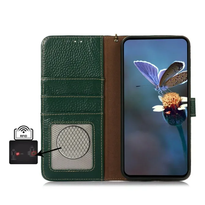 Housse Sony Xperia 1 VIII Cuir Véritable Litchi RFID Chaîne