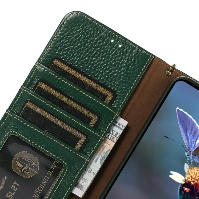 Housse Sony Xperia 1 VIII Cuir Véritable Litchi RFID Chaîne