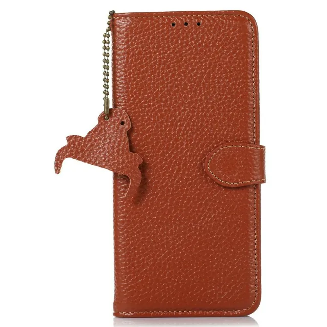 Housse Sony Xperia 1 VIII Cuir Véritable Litchi RFID Chaîne