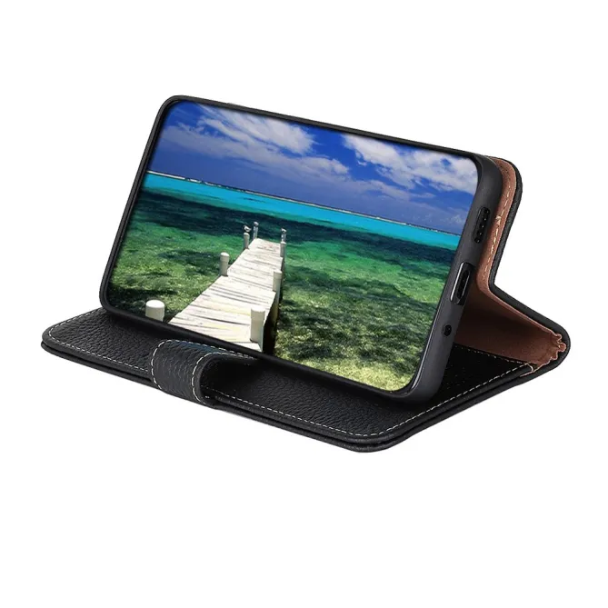 Housse Sony Xperia 1 VIII Cuir Grainé First Litchi Véritable