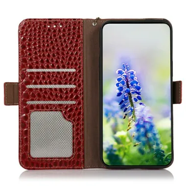 Housse Sony Xperia 1 VIII Cuir Véritable Aspect Croco RFID