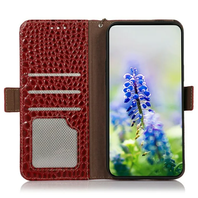 Housse Sony Xperia 1 VIII Cuir Véritable Aspect Croco RFID