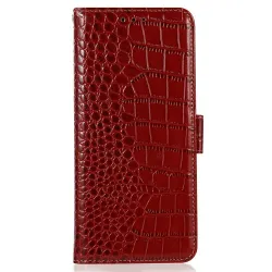 Housse Sony Xperia 1 VIII Cuir Véritable Aspect Croco RFID