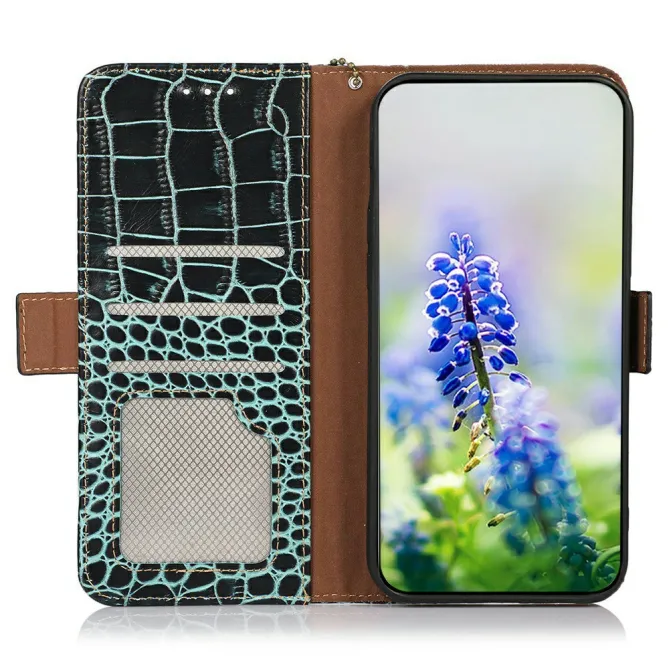 Housse Sony Xperia 1 VIII Cuir Véritable Aspect Croco RFID