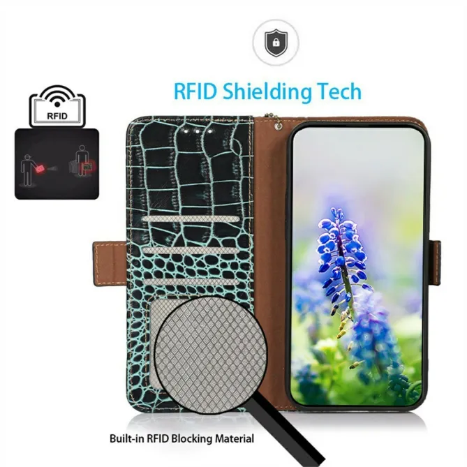 Housse Sony Xperia 1 VIII Cuir Véritable Aspect Croco RFID
