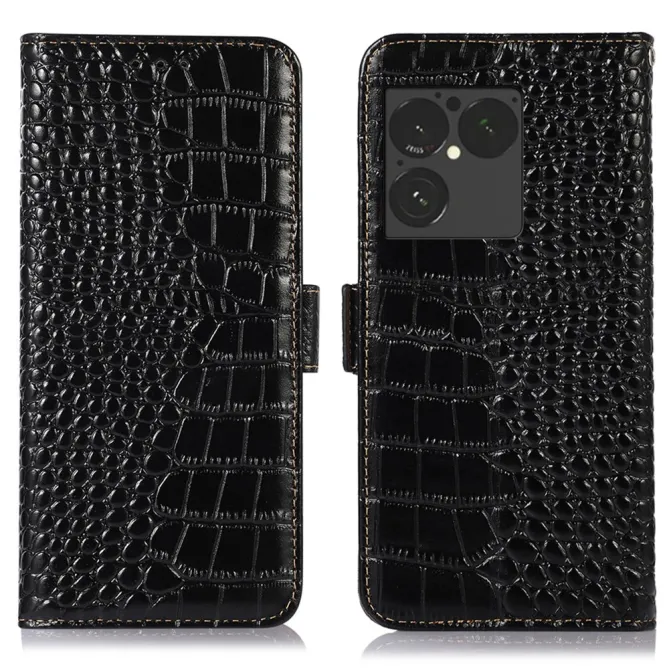 Housse Sony Xperia 1 VIII Cuir Véritable Aspect Croco RFID