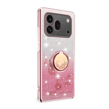 Coque Honor 600 Pro Pailletée Anneau Fleurs Strass Dégradé