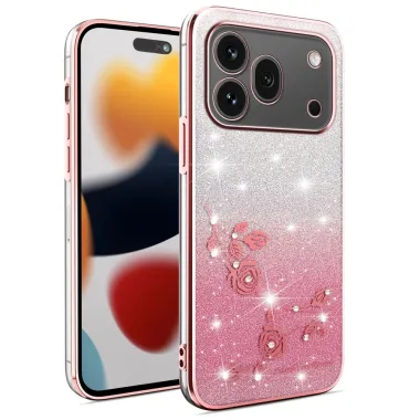 Coque Honor 600 Pro Pailletée Roses en Relief Dégradé