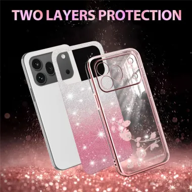 Coque Honor 600 Pro Pailletée Roses en Relief Dégradé