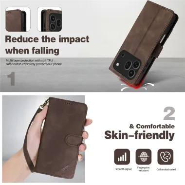 Housse Honor 600 Pro Anti-RFID Dragonne Simili Cuir