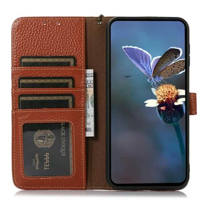 Housse Sony Xperia 1 VIII Cuir Véritable Litchi RFID Chaîne