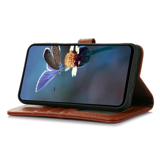 Housse Sony Xperia 1 VIII Cuir Véritable Litchi RFID Chaîne