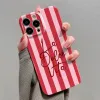 Coque iPhone 16 Plus motif rayures roses "La Dolce Vita"