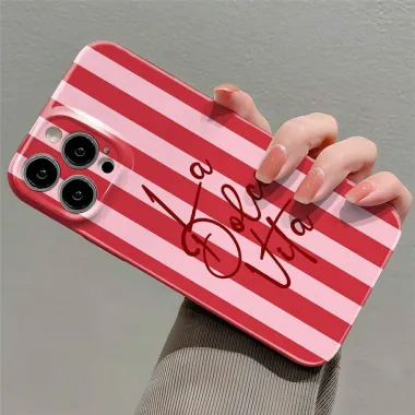 Coque iPhone 16 Plus motif rayures roses "La Dolce Vita"
