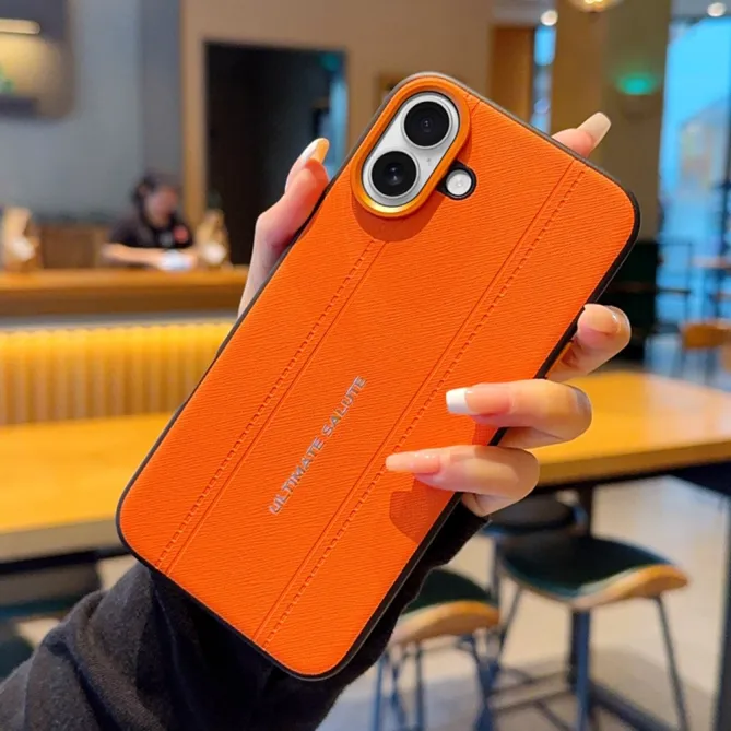 Coque iPhone 16 Plus simili cuir texture diagonale double couche