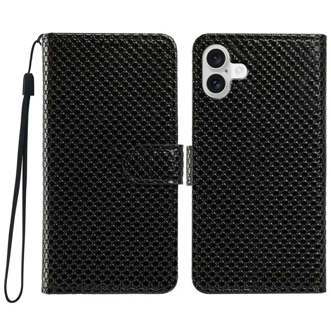 Housse iPhone 16 Plus texture diamant avec dragonne