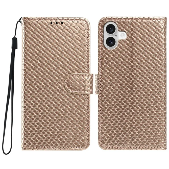 Housse iPhone 16 Plus texture diamant avec dragonne