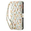 Housse iPhone 16 Plus motif floral matelassé zippée avec bandoulière
