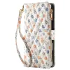 Housse iPhone 16 Plus petites fleurs tricolores matelassé zippée avec bandoulière
