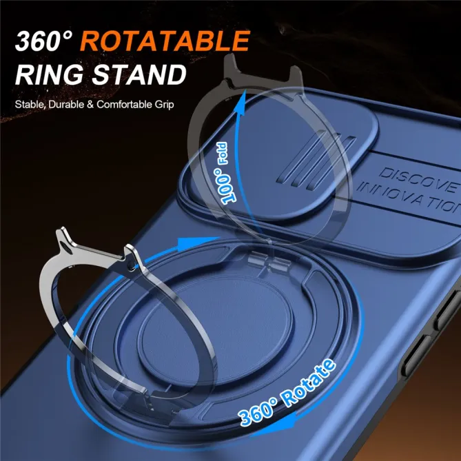 Coque iPhone 16 Plus magnétique cache caméra coulissant anneau rotatif