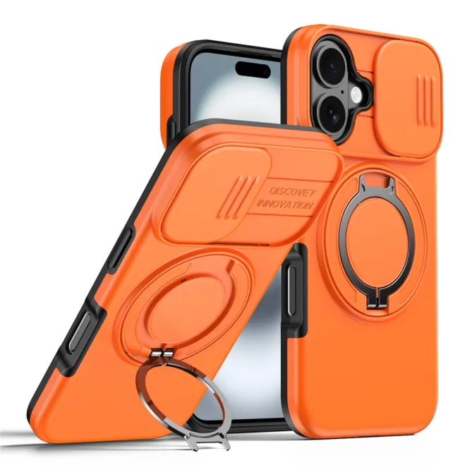 Coque iPhone 16 Plus magnétique cache caméra coulissant anneau rotatif