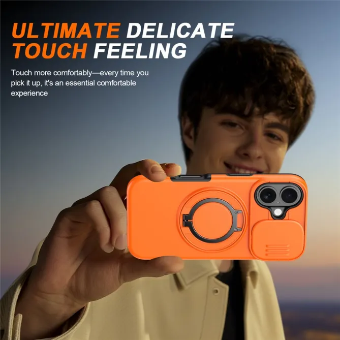 Coque iPhone 16 Plus magnétique cache caméra coulissant anneau rotatif