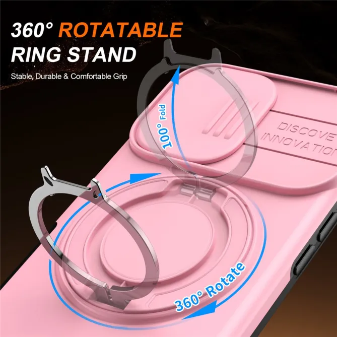 Coque iPhone 16 Plus magnétique cache caméra coulissant anneau rotatif