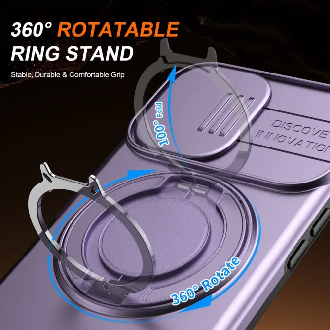 Coque iPhone 16 Plus magnétique cache caméra coulissant anneau rotatif