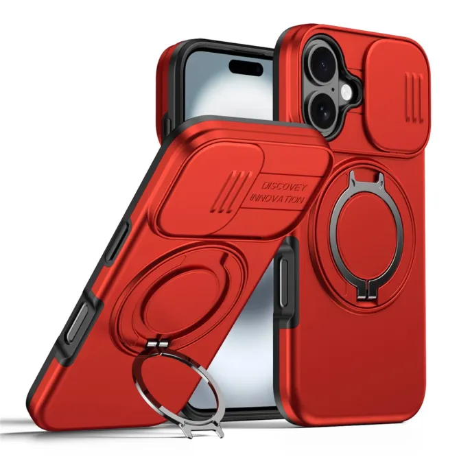Coque iPhone 16 Plus magnétique cache caméra coulissant anneau rotatif