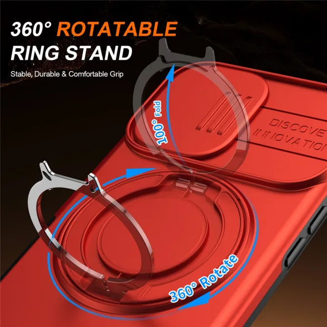 Coque iPhone 16 Plus magnétique cache caméra coulissant anneau rotatif