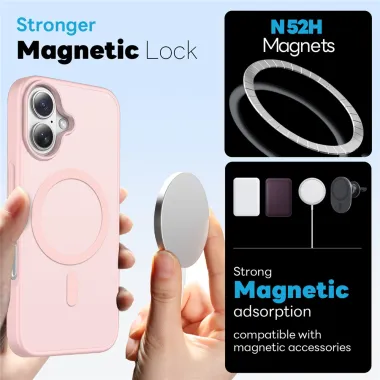 Coque iPhone 16 Plus magnétique mate pack 5 en 1 avec 2 verres trempés et 2 films objectifs Rose - photo 7