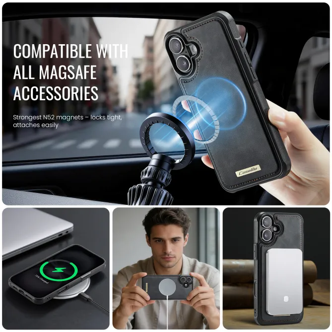 Coque iPhone 16 Plus simili cuir magnétique C69 Series
