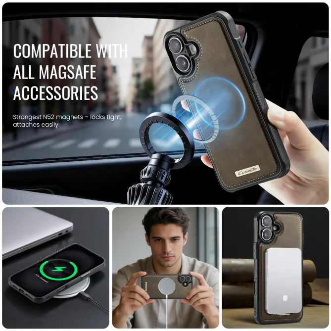 Coque iPhone 16 Plus simili cuir magnétique C69 Series
