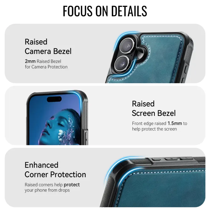 Coque iPhone 16 Plus simili cuir magnétique C69 Series