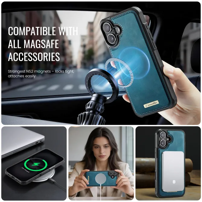 Coque iPhone 16 Plus simili cuir magnétique C69 Series