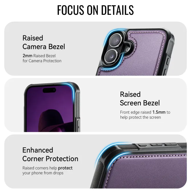 Coque iPhone 16 Plus simili cuir magnétique C69 Series