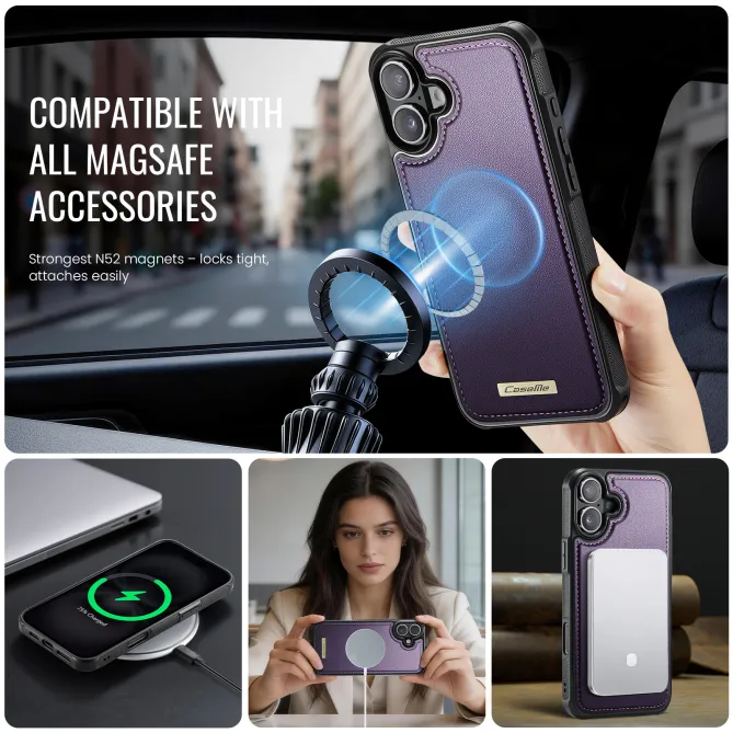 Coque iPhone 16 Plus simili cuir magnétique C69 Series