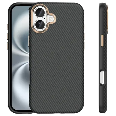Coque iPhone 16 Plus texture carbone compatible MagSafe cadre caméra métal Noir - photo 11