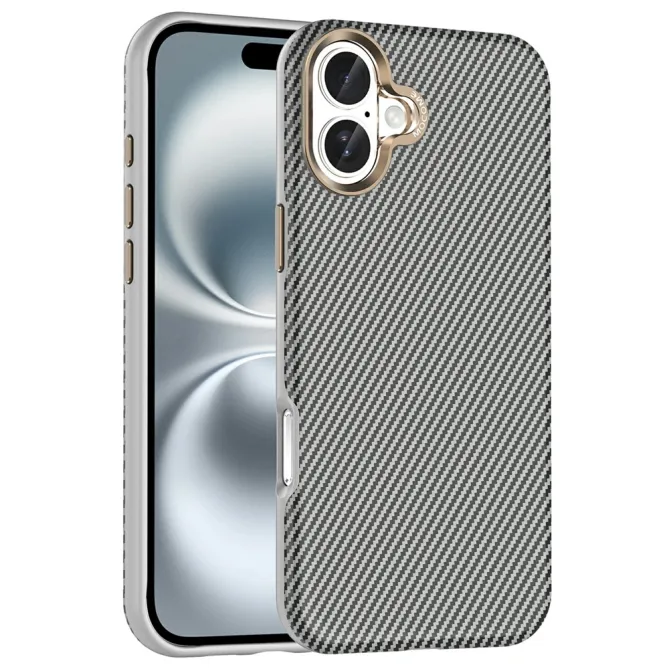 Coque iPhone 16 Plus texture carbone compatible MagSafe cadre caméra métal