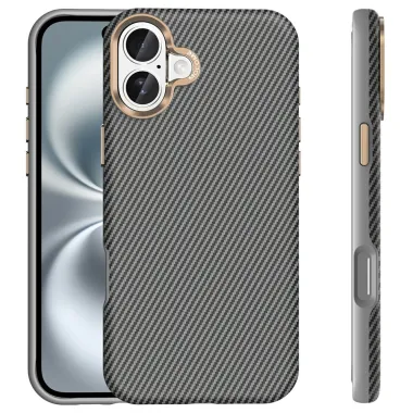 Coque iPhone 16 Plus texture carbone compatible MagSafe cadre caméra métal Gris - photo 20