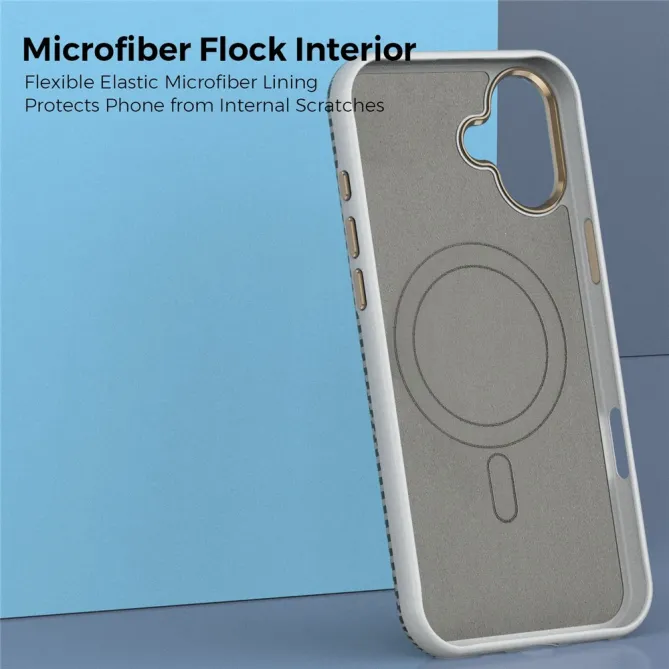 Coque iPhone 16 Plus texture carbone compatible MagSafe cadre caméra métal