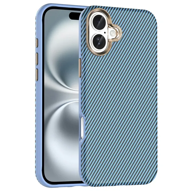 Coque iPhone 16 Plus texture carbone compatible MagSafe cadre caméra métal